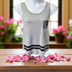 VS PINK Gray & Black Shiny Sequin PINK Logo Tank Top